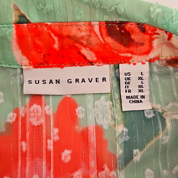 Susan Graver L nwot Button down tunic jacket flared elastic sleeves - Picture 7 of 9